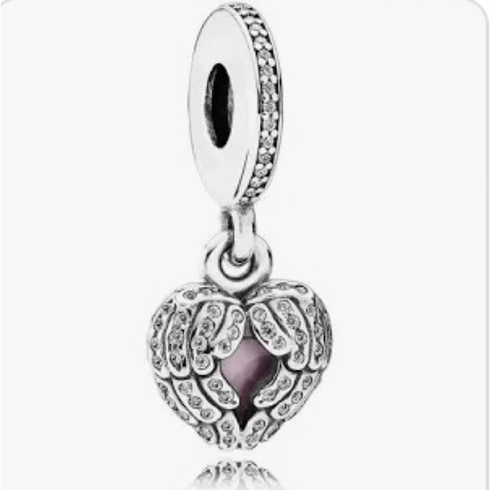 PANDORA Pave Angel Wings Heart Locket Charm, S925 [retired]